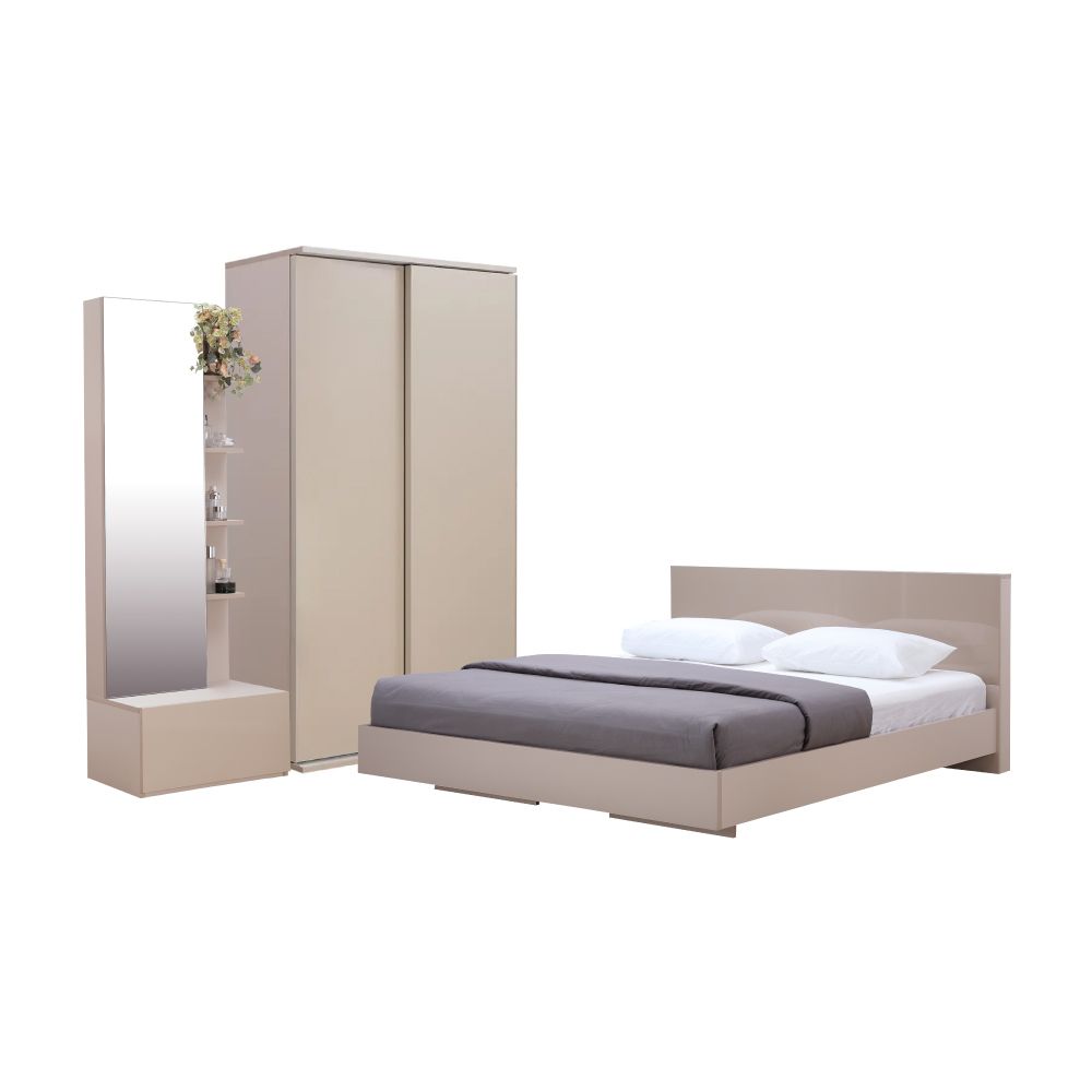 MAZZIMO+MAXI BEDROOM SET (BED+WARDROBE WOOD SLIDE 120 CM.+DRESSING TABLE)