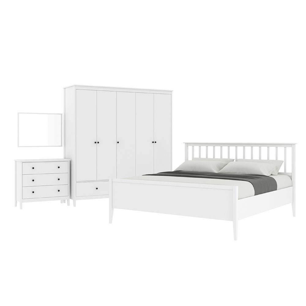 SANTORINI BEDROOM SET (BED+CHEST OF 3 DRAWERS+WARDROBE 5 DOOR+MIRROR)