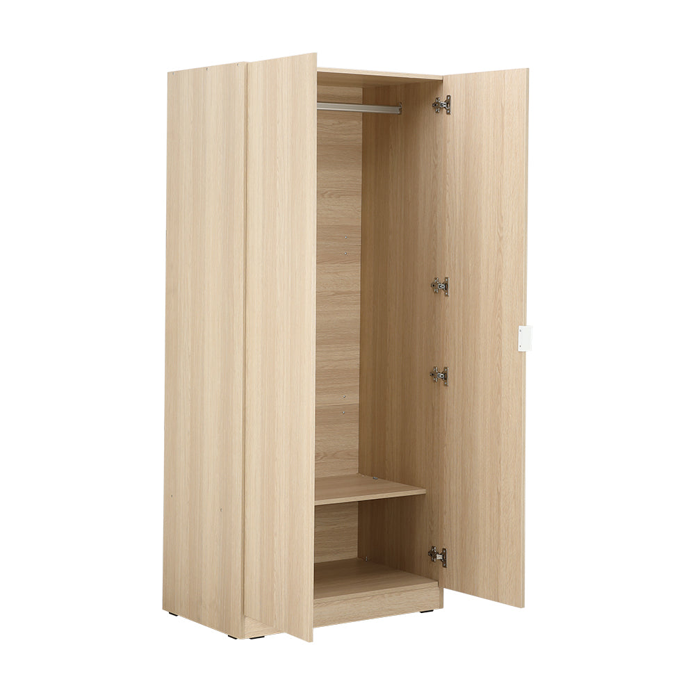 FURINBOX CHAMP BEDROOM SET 6 FT. (BED,2 DOORS WARDROBE, DRESSING TABLE WITH STOOL) - LIGHT WOODWHITE